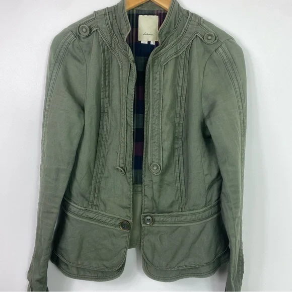 Anthropologie Elevenses military jacket olive green 10 - Picture 3 of 10